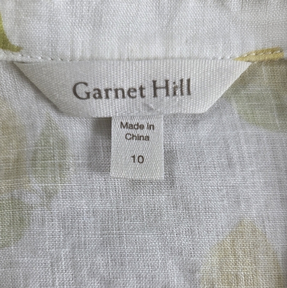 Garnet Hill Yellow Lemon Button-Up Linen T-Shirt Women Size 10 - Picture 3 of 8